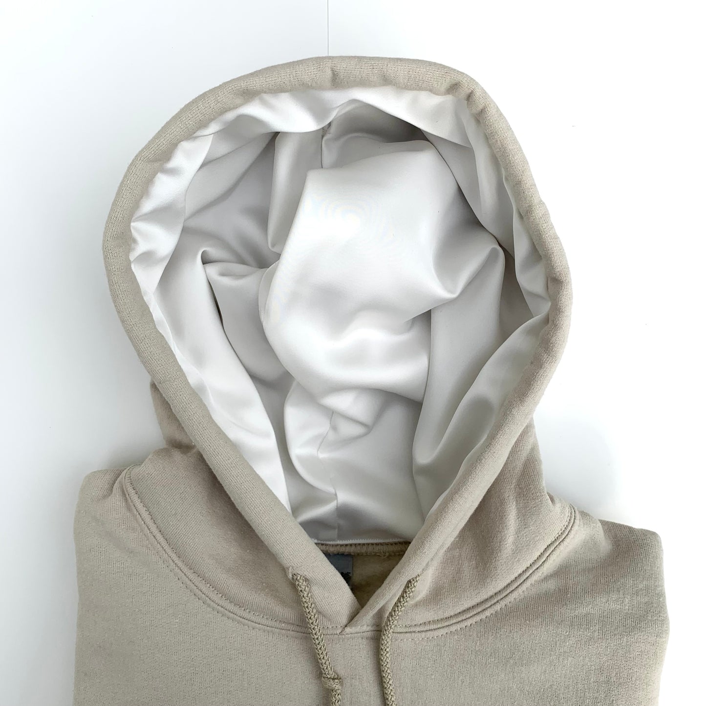 Satin lined hoodie - Sand