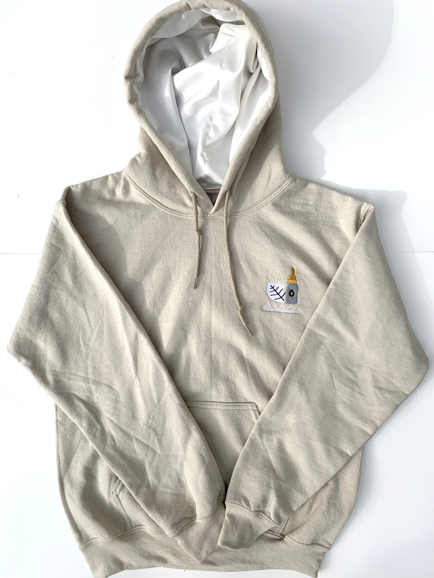 Satin lined hoodie - Sand