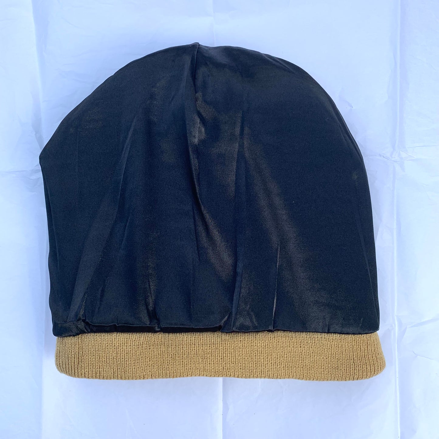 Satin lined beanie - Beige without Pompom
