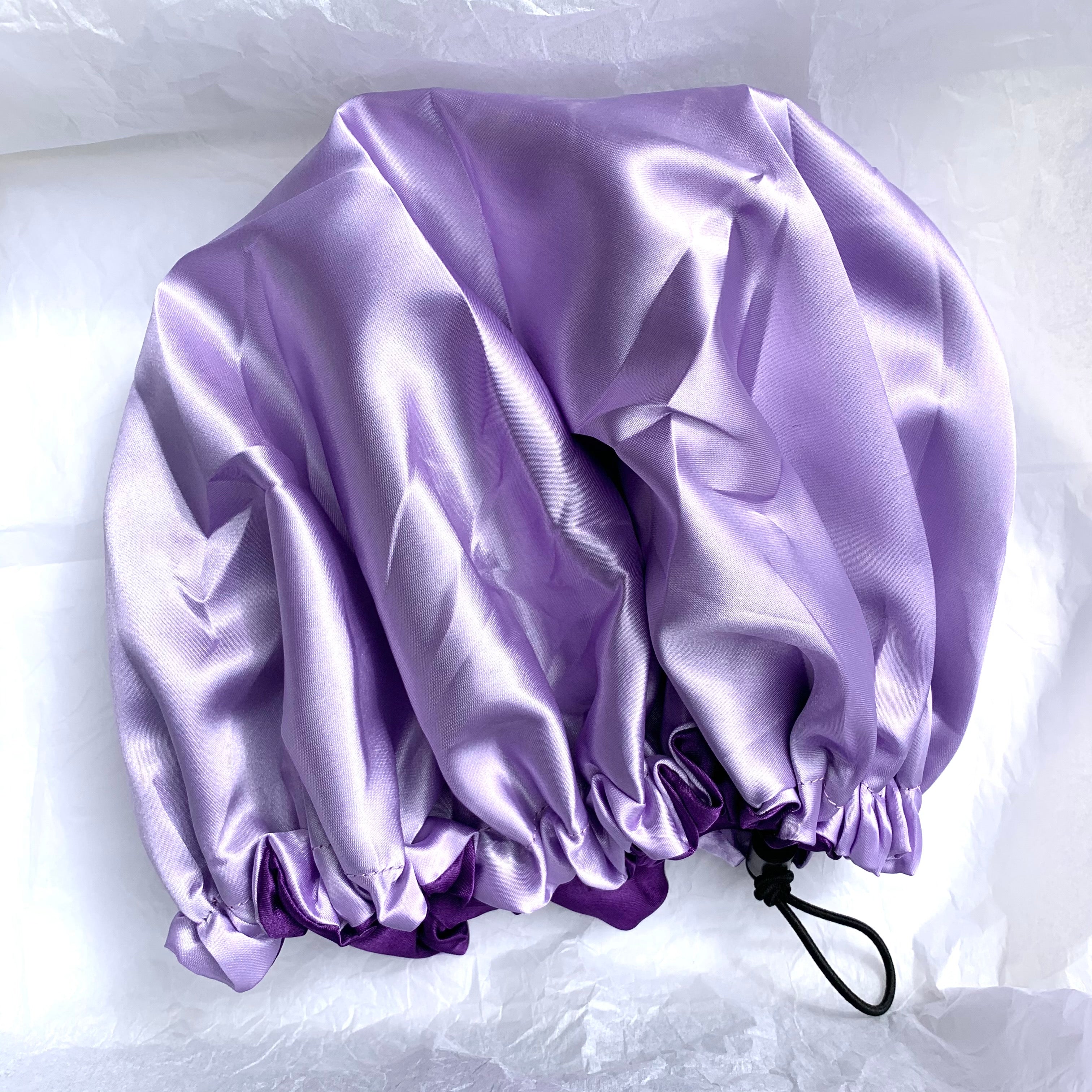 Reversible and adjustable satin bonnet - Purple and lilac
