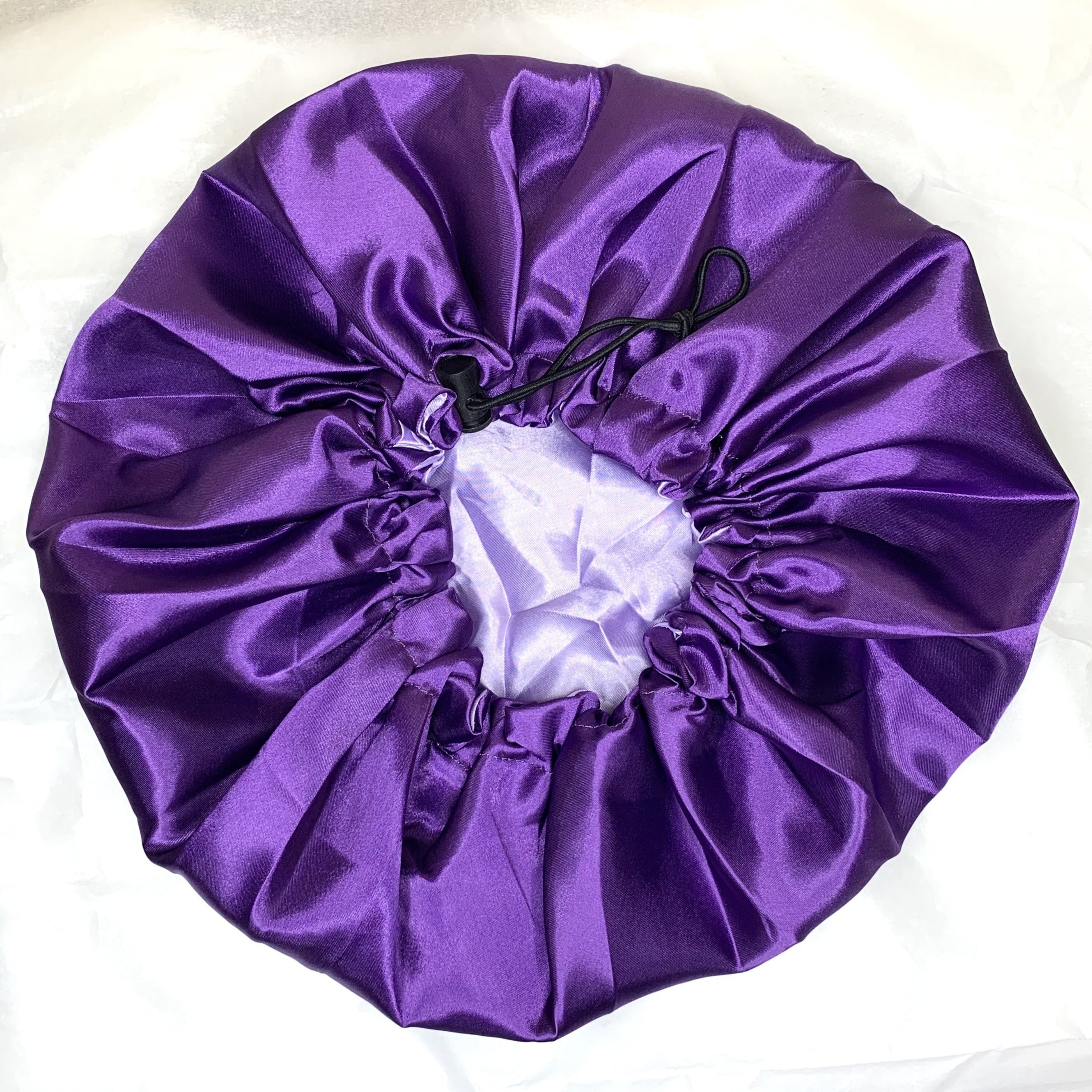 Bonnet en satin réversible et ajustable - Mauve et lila