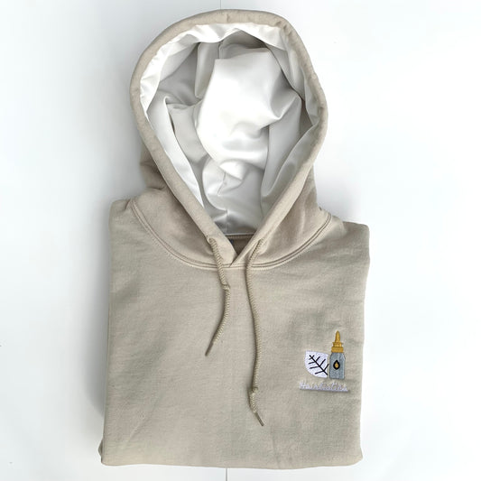 Satin lined hoodie - Sand