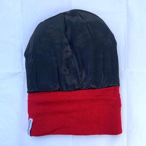 Satin lined beanie - Red without Pompom